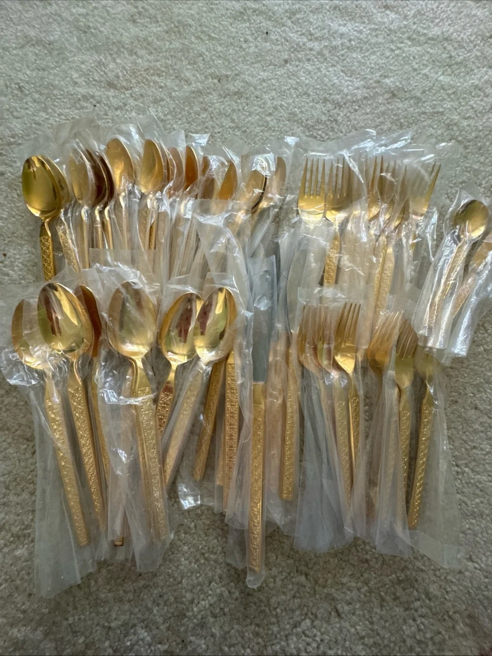 Vintage Hanford Forge Trocadero Gold Plated Stainless Flatware 50 Pieces